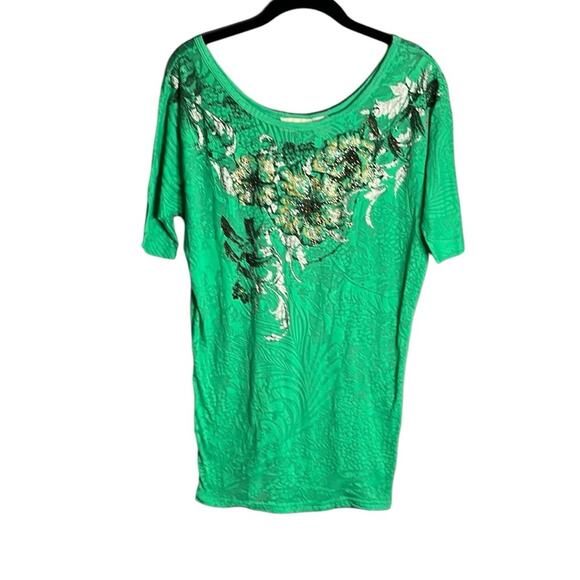 Miss Me Green Dolman Sleeve Top With Embellishments Across Front Size Small - Picture 1 of 7